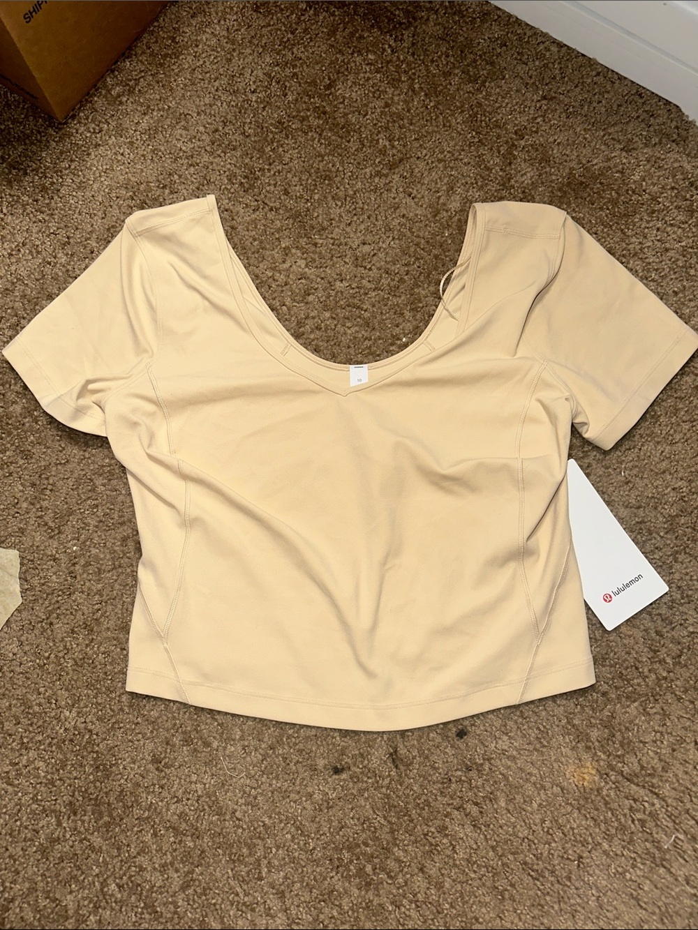 lululemon athletica align tee - Scoop Neck Crop Top — Beige / prosecco